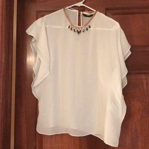 Sheer top with built-in necklace
